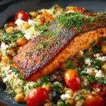 Mediterranean Salmon with Rice and Chickpeas