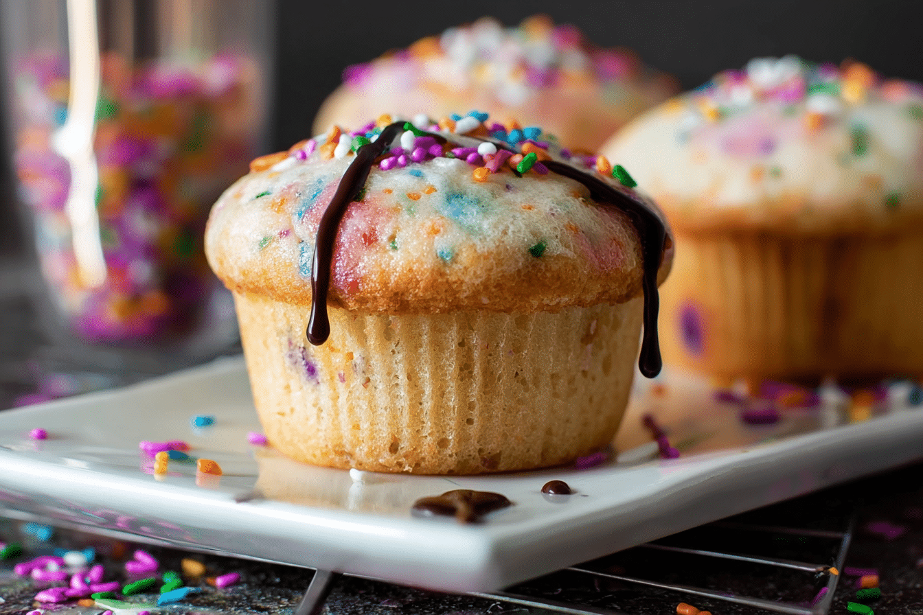 Confetti Cookie Drip Cupcakes
