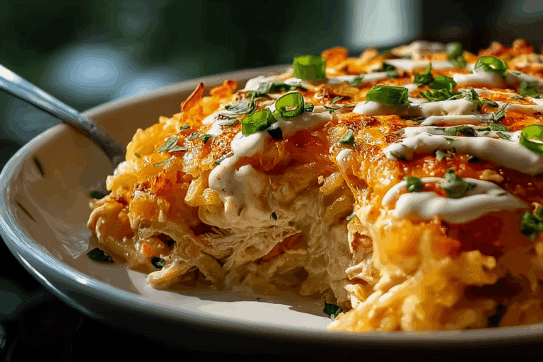 Creamy Chicken Nacho Hashbrown Bake