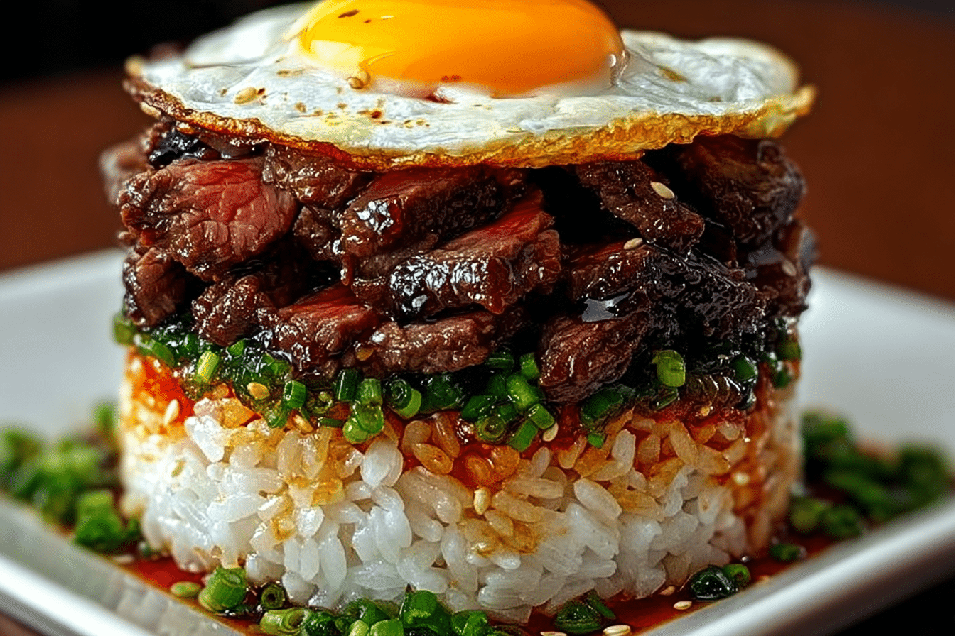 Korean BBQ Beef Rice Stack