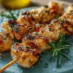 Air Fryer Garlic Parmesan Chicken Skewers
