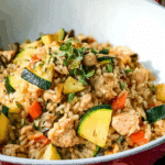 Ground Chicken Zucchini Rice Skillet