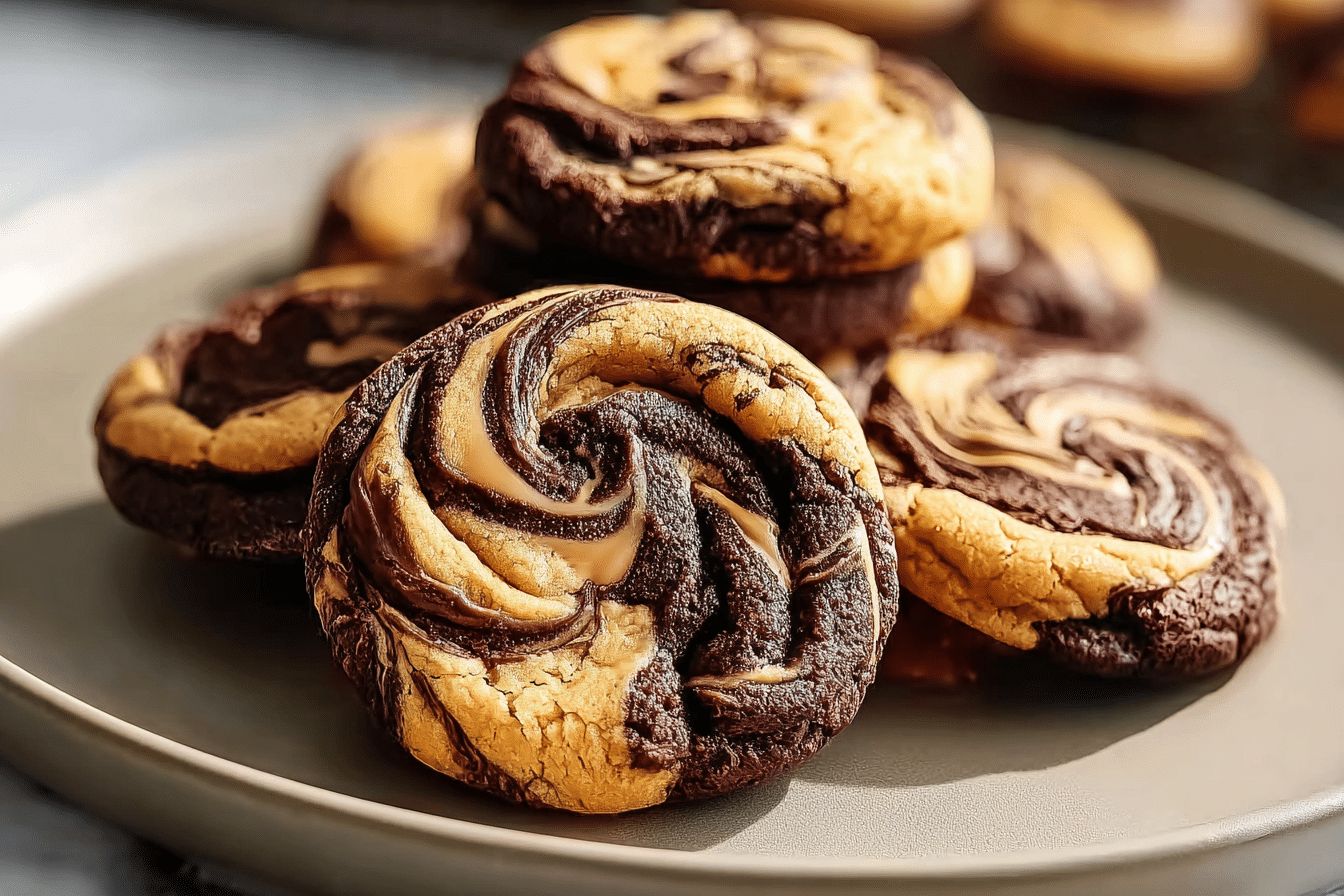 Swirled Brownie Cookies with a Peanut Butter Twist