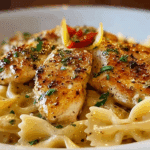 Lemon Garlic Chicken with Creamy Bowtie Pasta