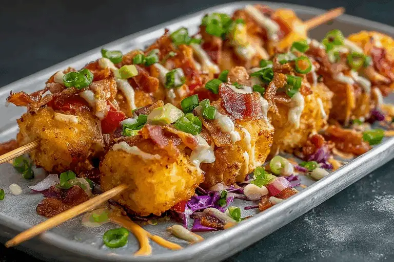Loaded Tater Tot Skewers