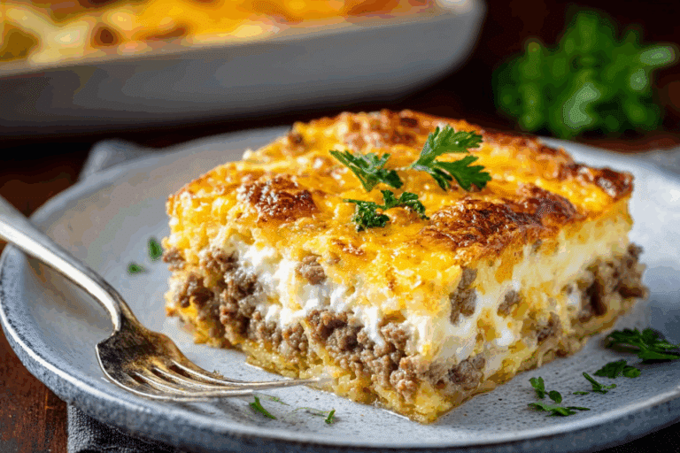 Sausage, Egg, and Cream Cheese Hashbrown Casserole