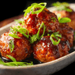 Asian Chicken Meatballs with Spicy Soy-Ginger Sauce