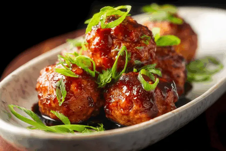 Asian Chicken Meatballs with Spicy Soy-Ginger Sauce