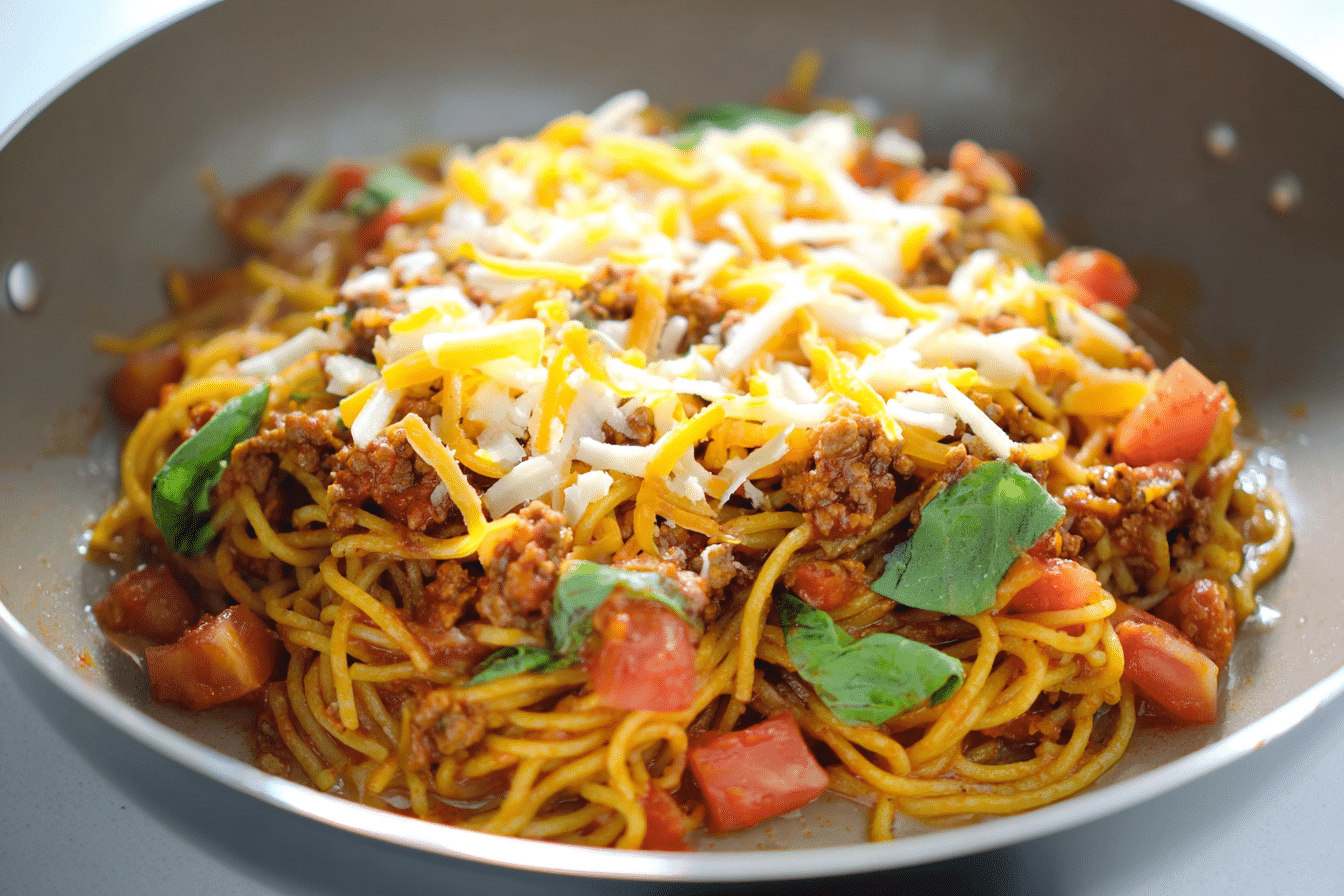 One Pot Taco Spaghetti