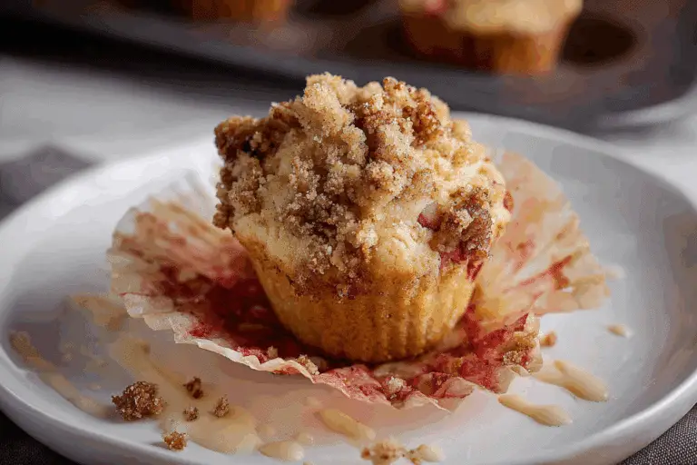 Fresh Rhubarb Streusel Muffins with Cream Cheese