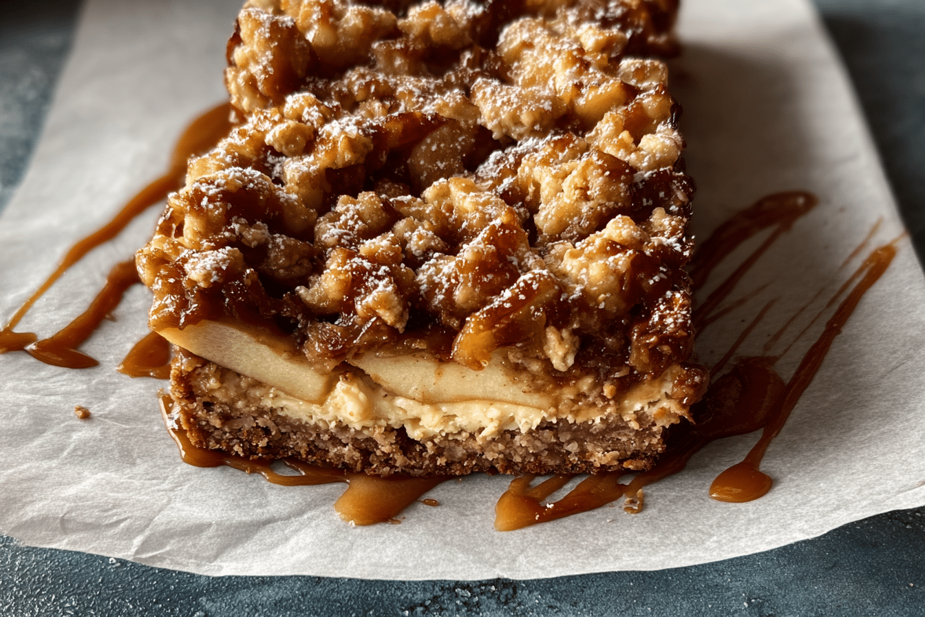 Salted Caramel Apple Crumble Cheesecake Bars