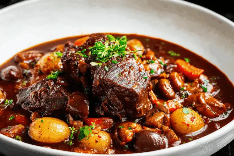 Classic French Beef Bourguignon in Red Wine Sauce