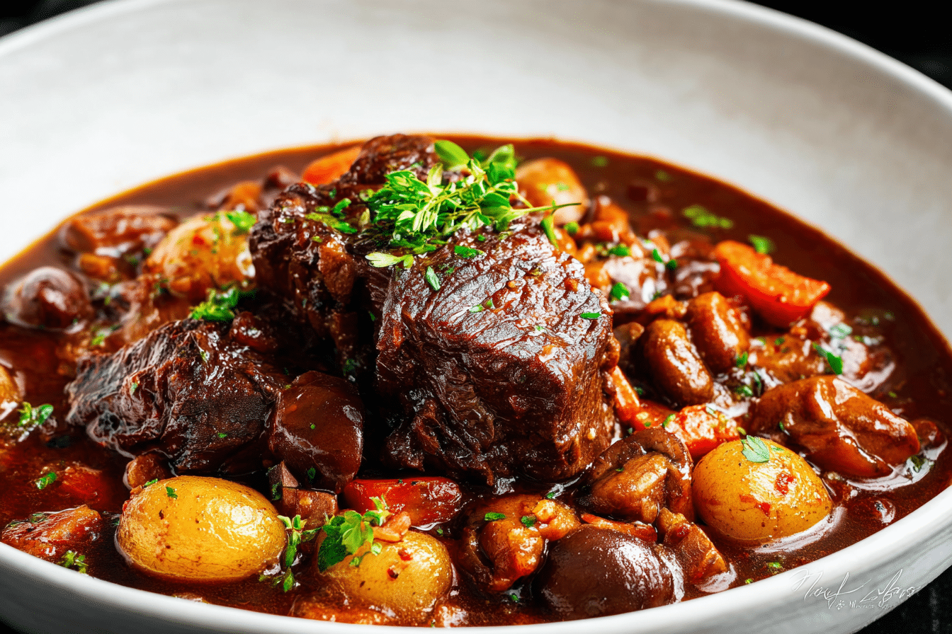 Classic French Beef Bourguignon in Red Wine Sauce