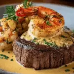 Surf and Turf with Creamy Garlic Butter Sauce