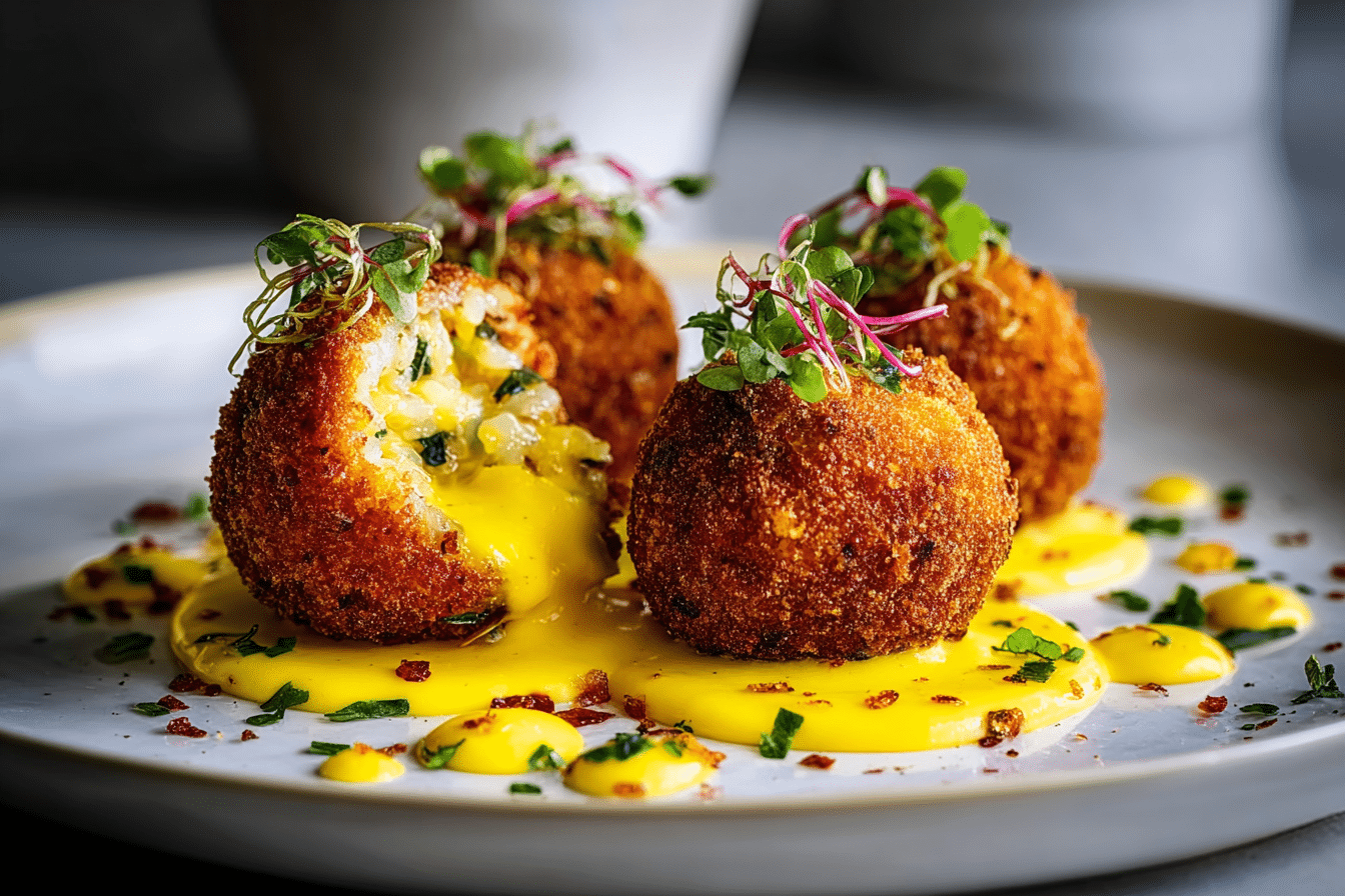 Truffle & Parmesan Arancini with Golden Saffron Aioli