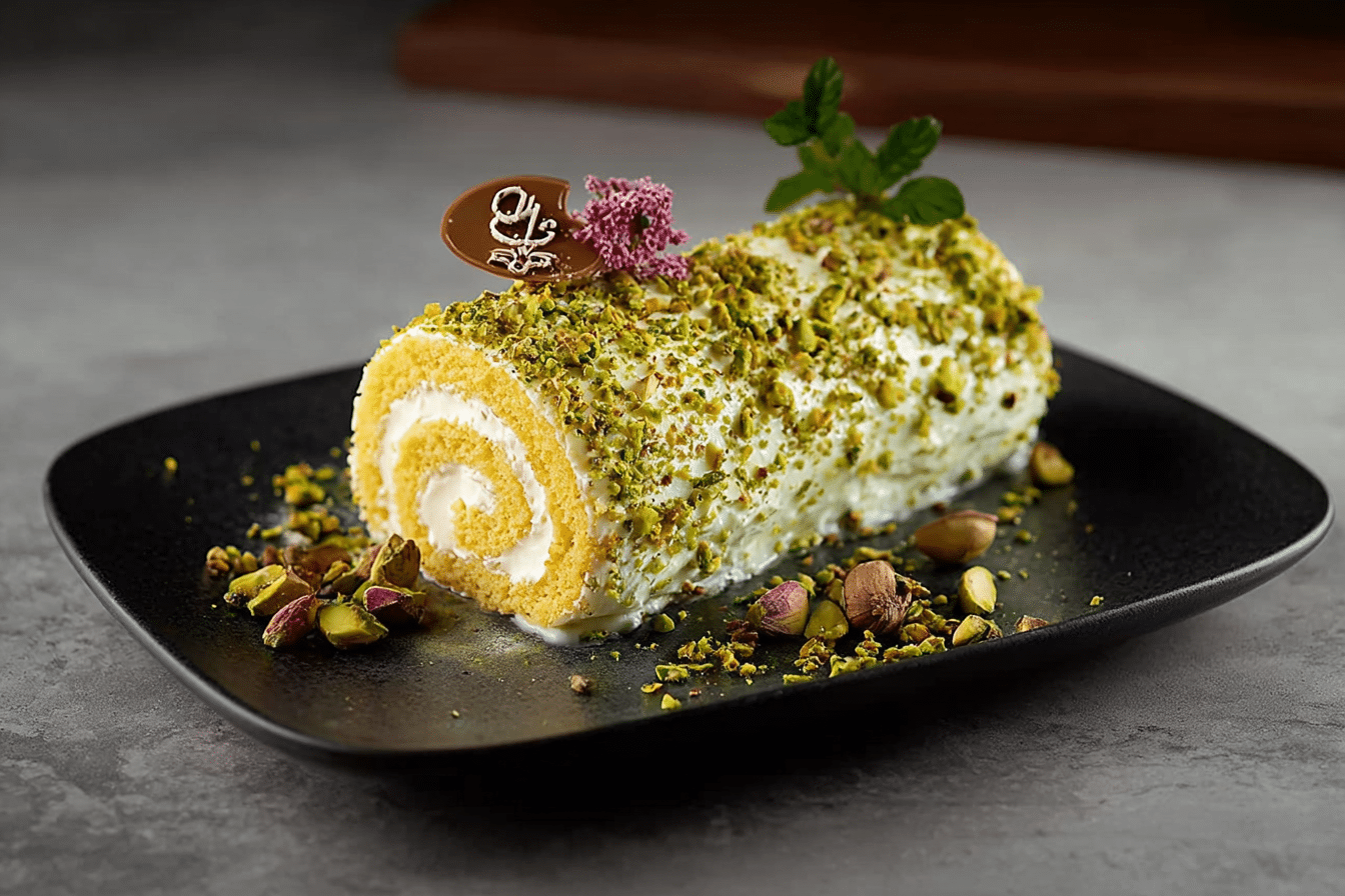 Pistachio Almond Swiss Roll – Swirls of Nutty Cream Delight