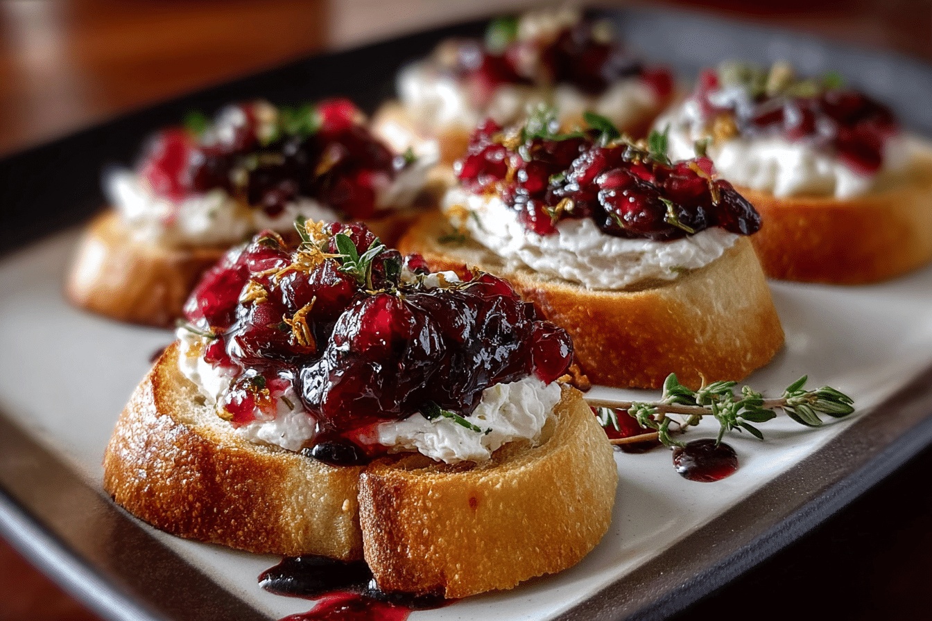 Whipped Goat Cheese with Cranberry Chutney Crostini