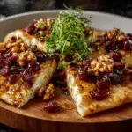 Crispy Flatbread with Brie, Cranberries & Toasted Walnuts with a Hot Honey Drizzle