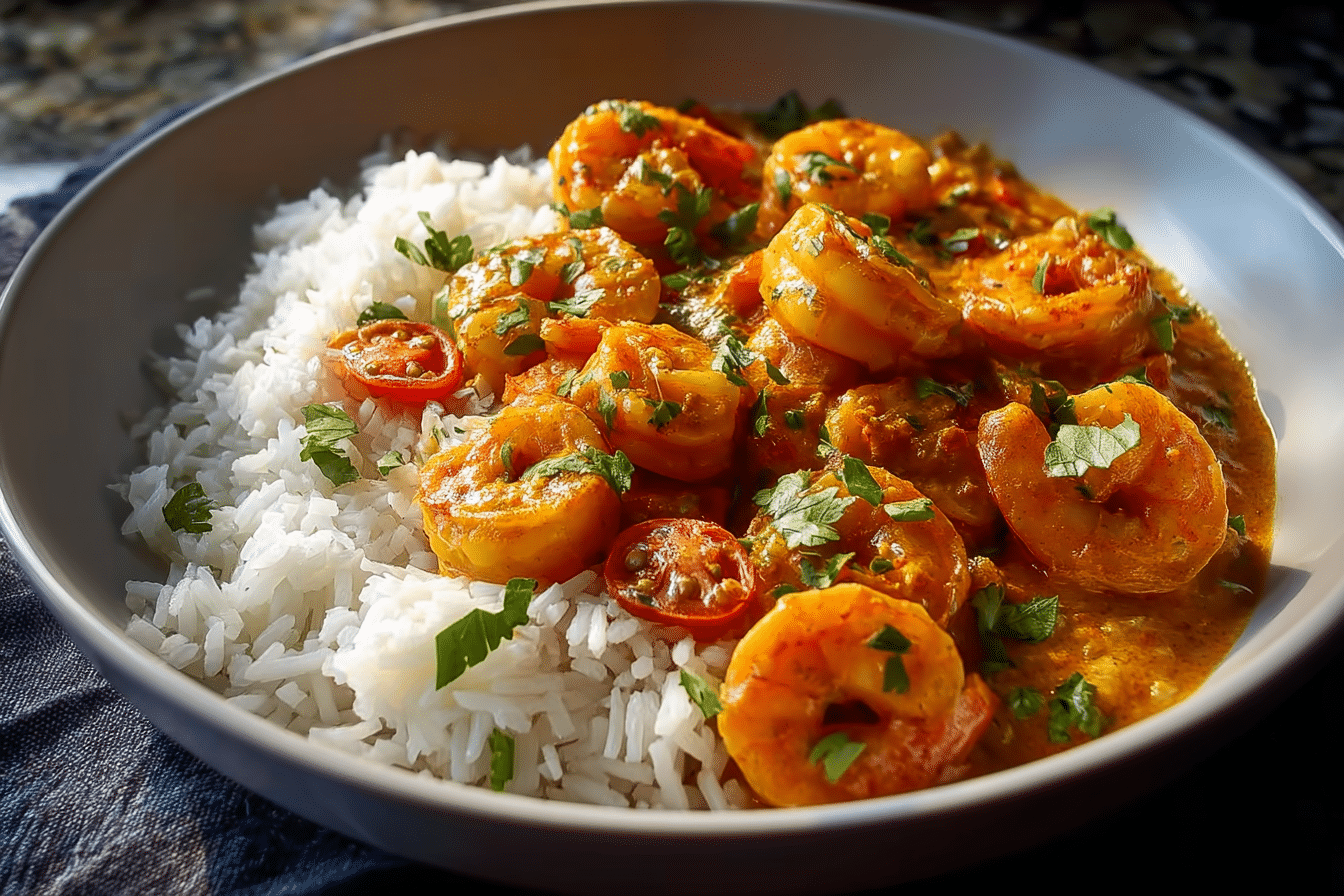 Insanely Good Coconut Curry Shrimp with Fluffy Rice