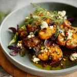 Crispy Smashed Potatoes with Spiced Chili Oil & Feta Cloud