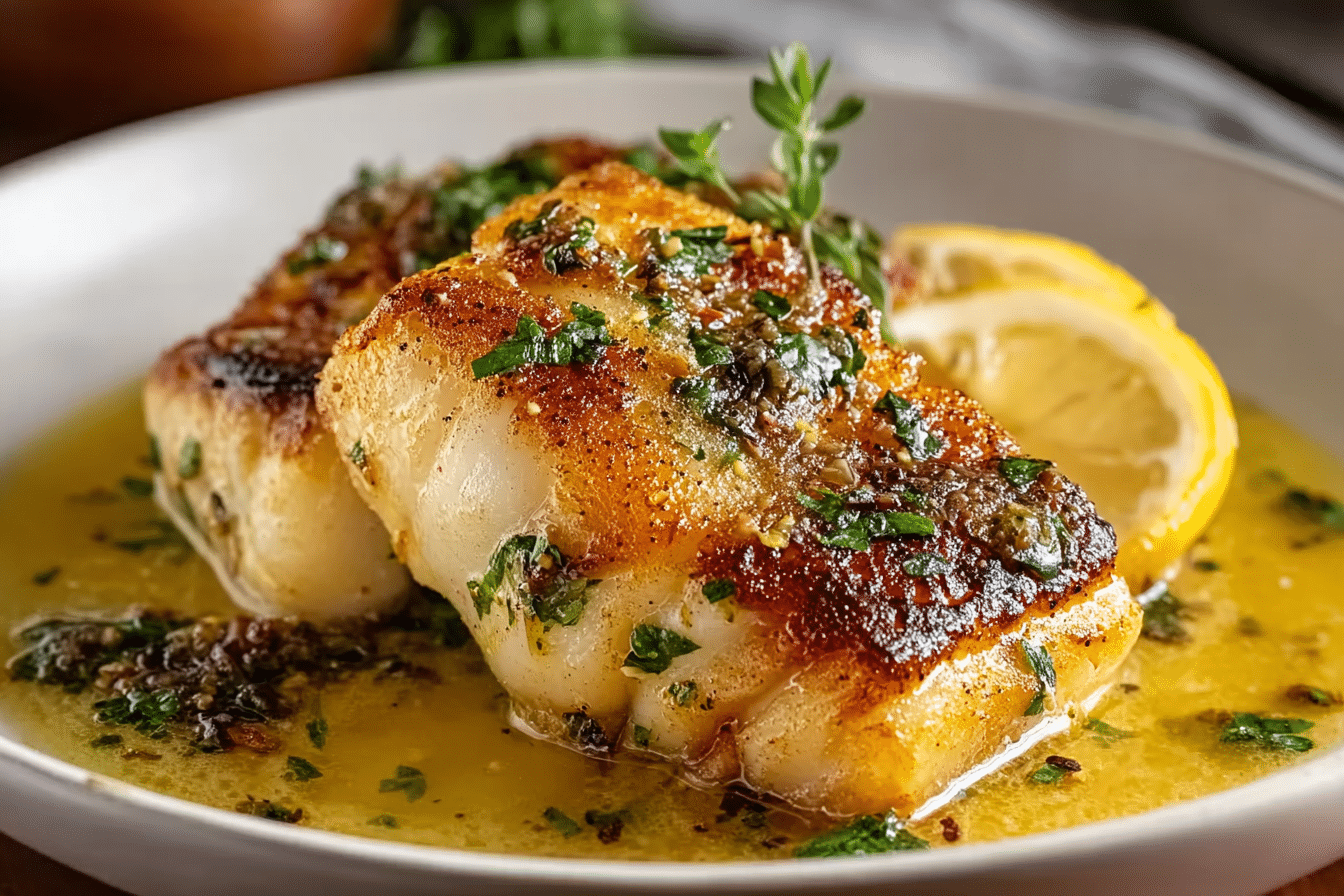 Pan-Seared Cod with Lemon Butter Sauce