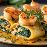 Shrimp and Spinach Stuffed Pasta Rolls