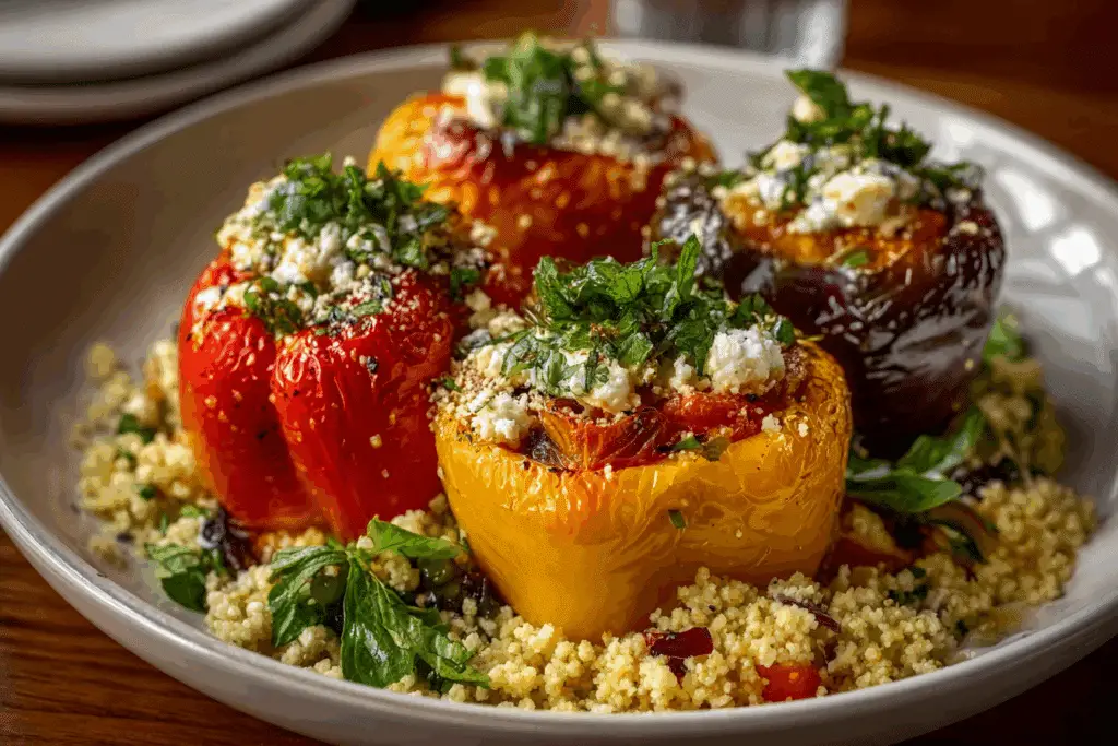 Mediterranean Stuffed Peppers with Couscous & Feta