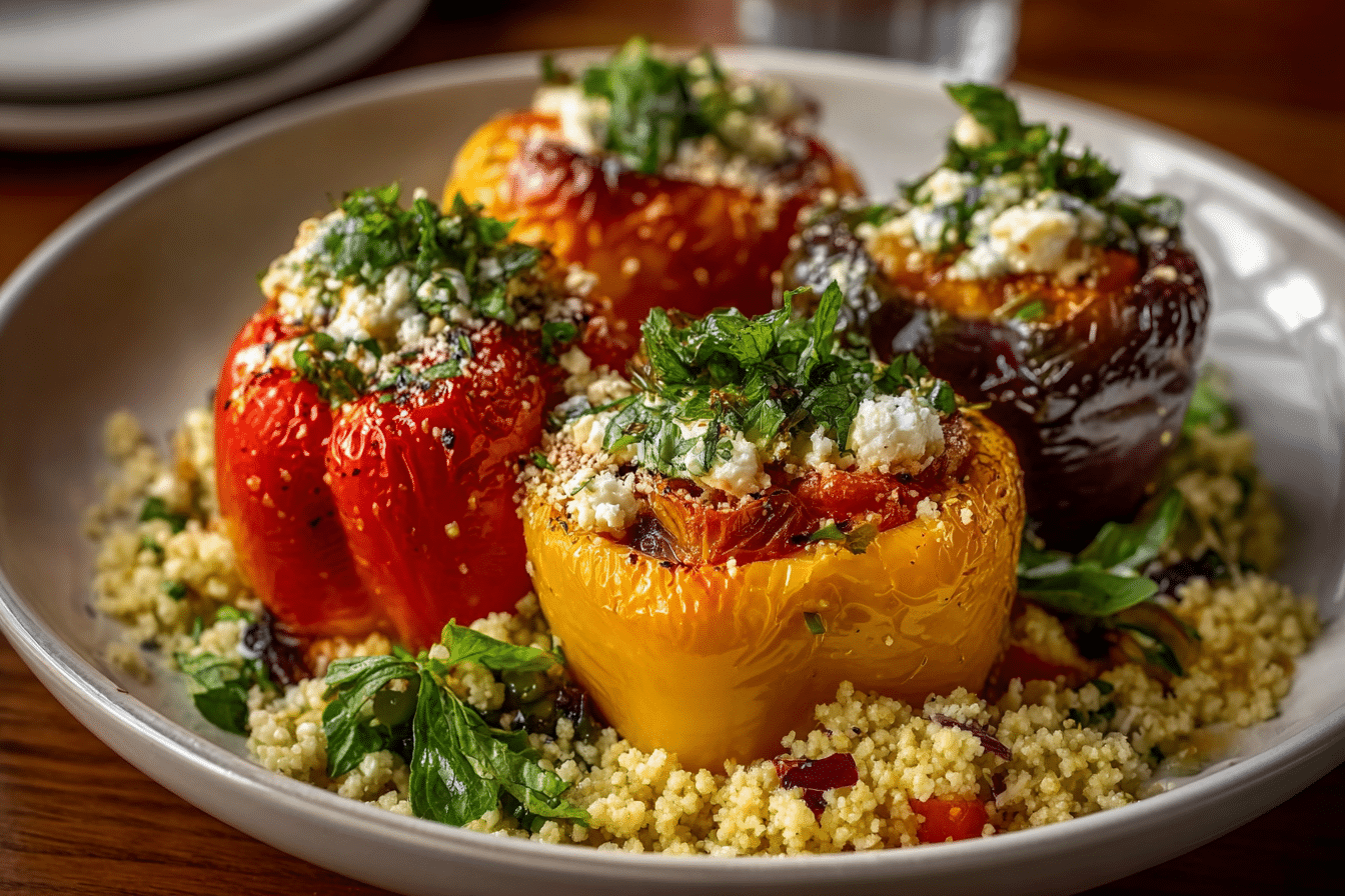 Mediterranean Stuffed Peppers with Couscous & Feta