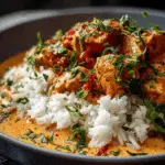 Rich Coconut Butter Chicken with Soft Jasmine Rice & Fresh Herbs