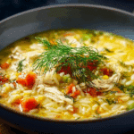 Creamy Chicken and Orzo Soup with Fresh Dill