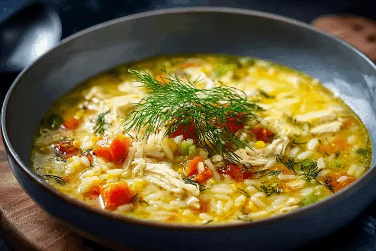 Creamy Chicken and Orzo Soup with Fresh Dill