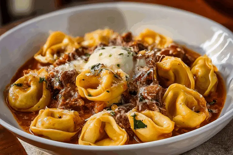 Cheesesteak Tortellini with Provolone Sauce