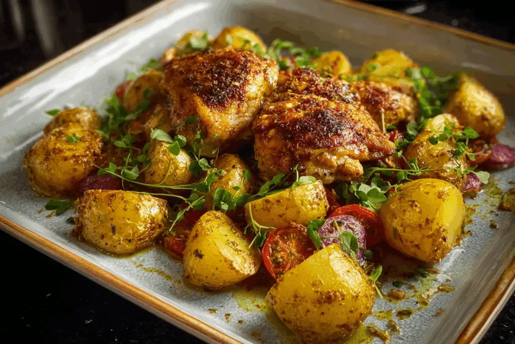 Crispy Baked Chicken & Herb Potatoes Traybake