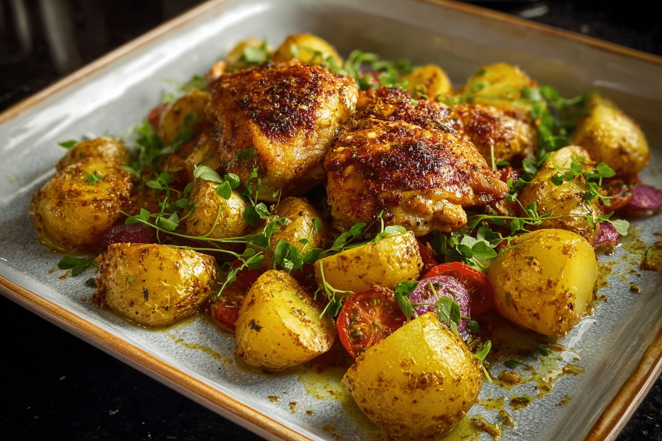 Crispy Baked Chicken & Herb Potatoes Traybake