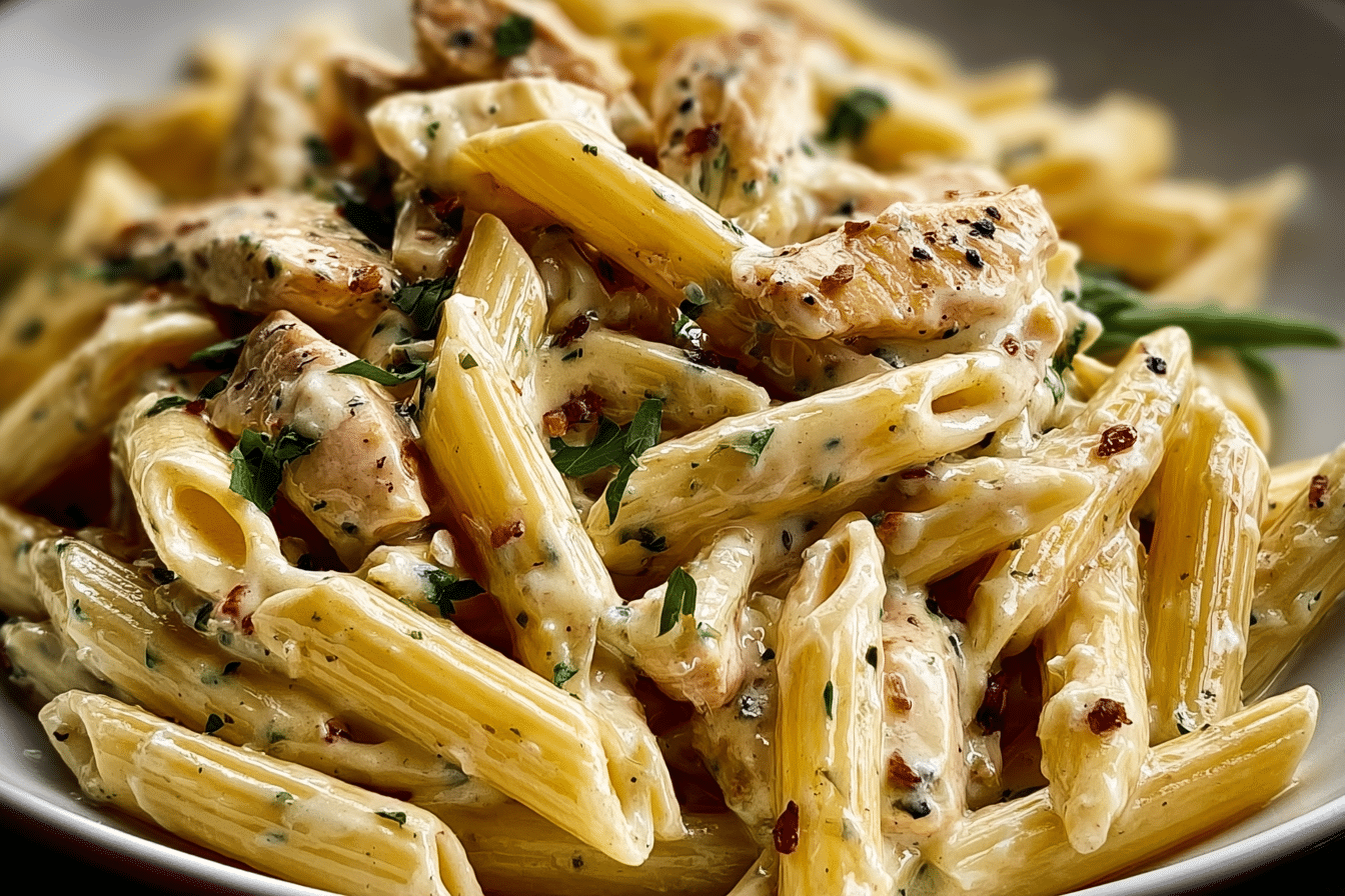 Creamy Crack Chicken Penne Pasta
