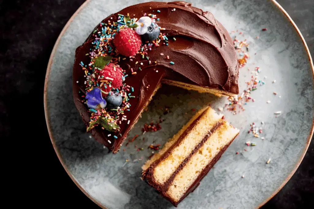 Vanilla Cake with Chocolate Frosting