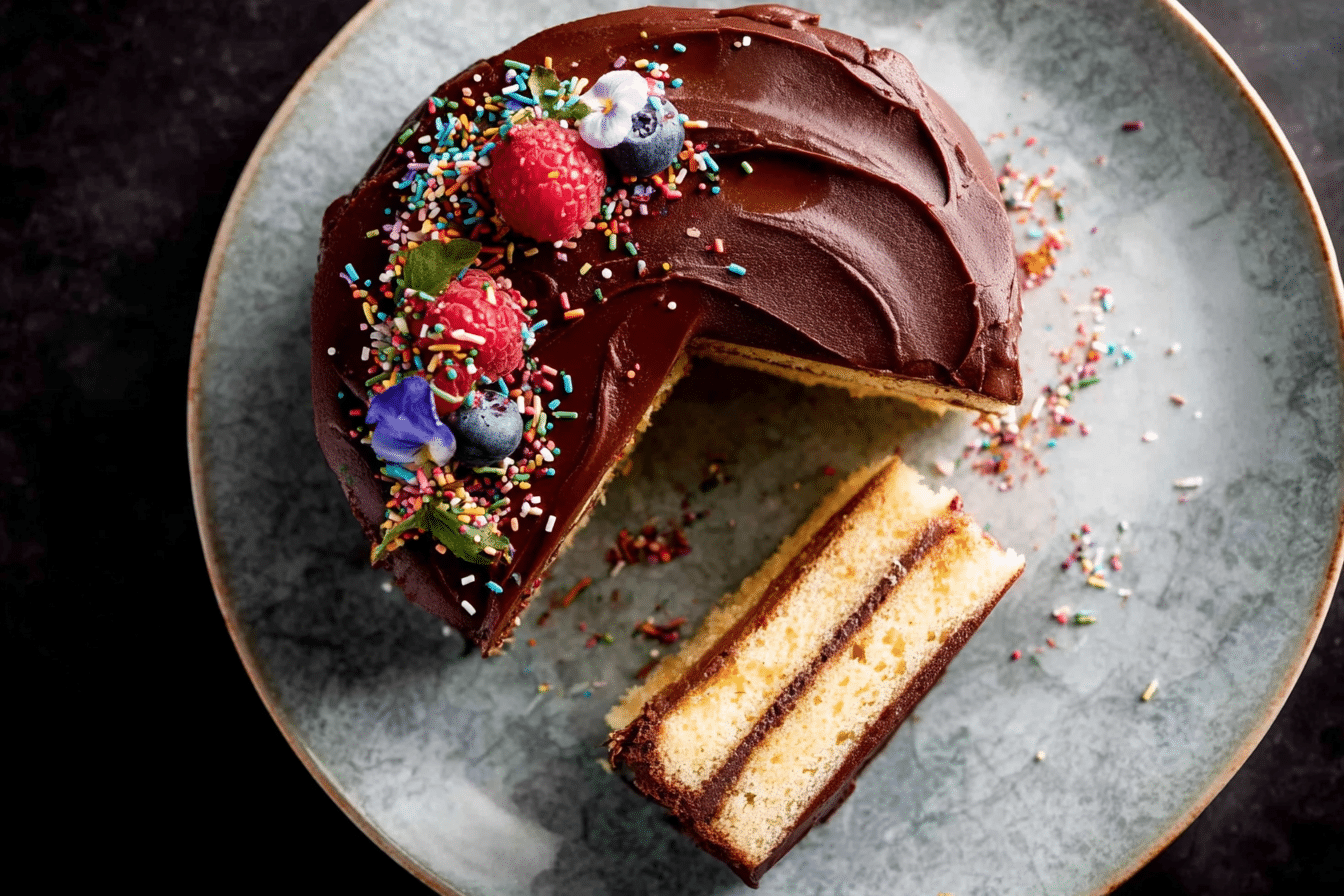 Vanilla Cake with Chocolate Frosting