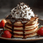 Chocolate Chip Pancakes with Whipped Cream