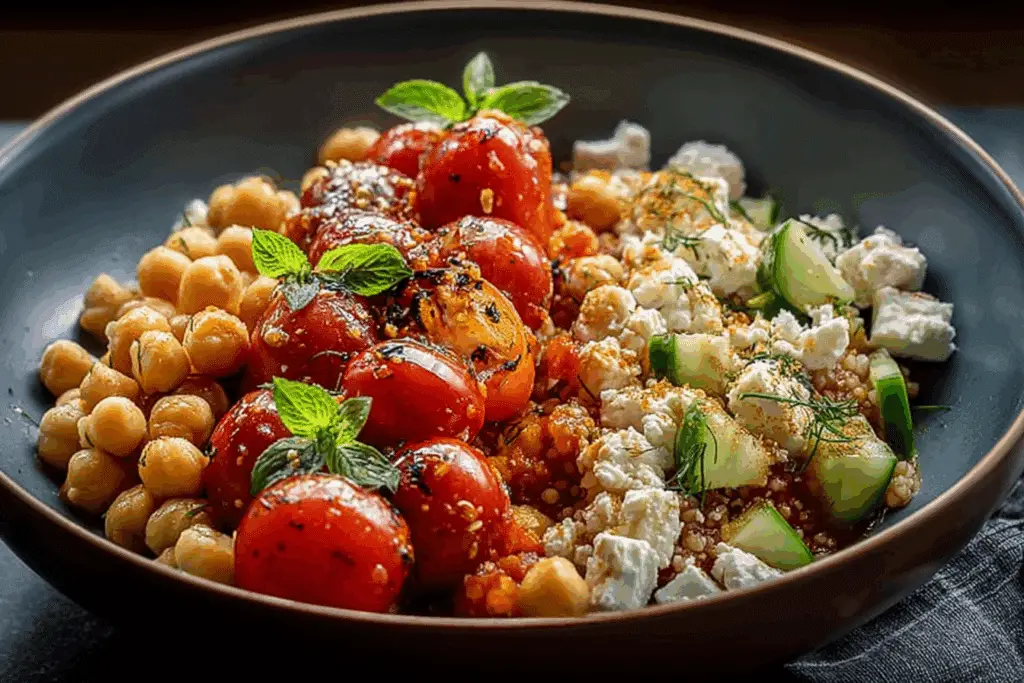 Chickpea Grain Bowl with Feta & Tomatoes