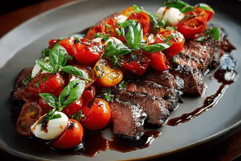 Balsamic Grilled Flank Steak Caprese