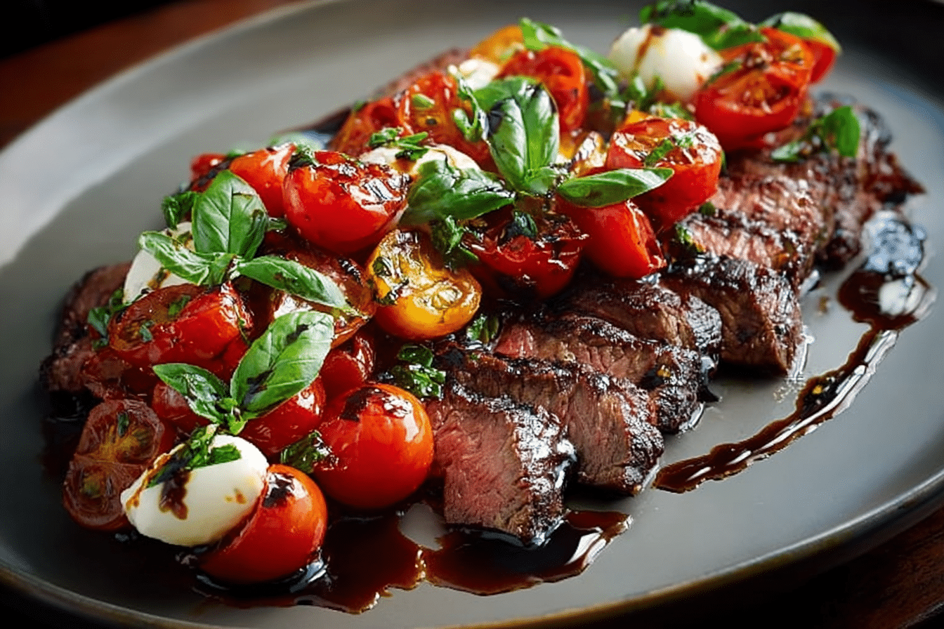 Balsamic Grilled Flank Steak Caprese