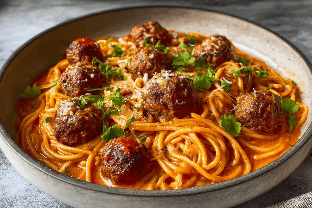 Creamy Spaghetti and Meatballs Recipe