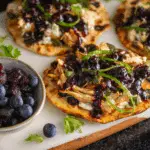 Chicken Flatbreads with Caramelized Onions and Blueberry-Balsamic Sauce