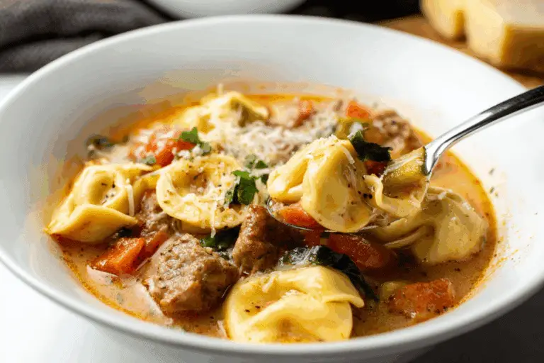 Easy Crockpot Sausage & Tortellini Soup