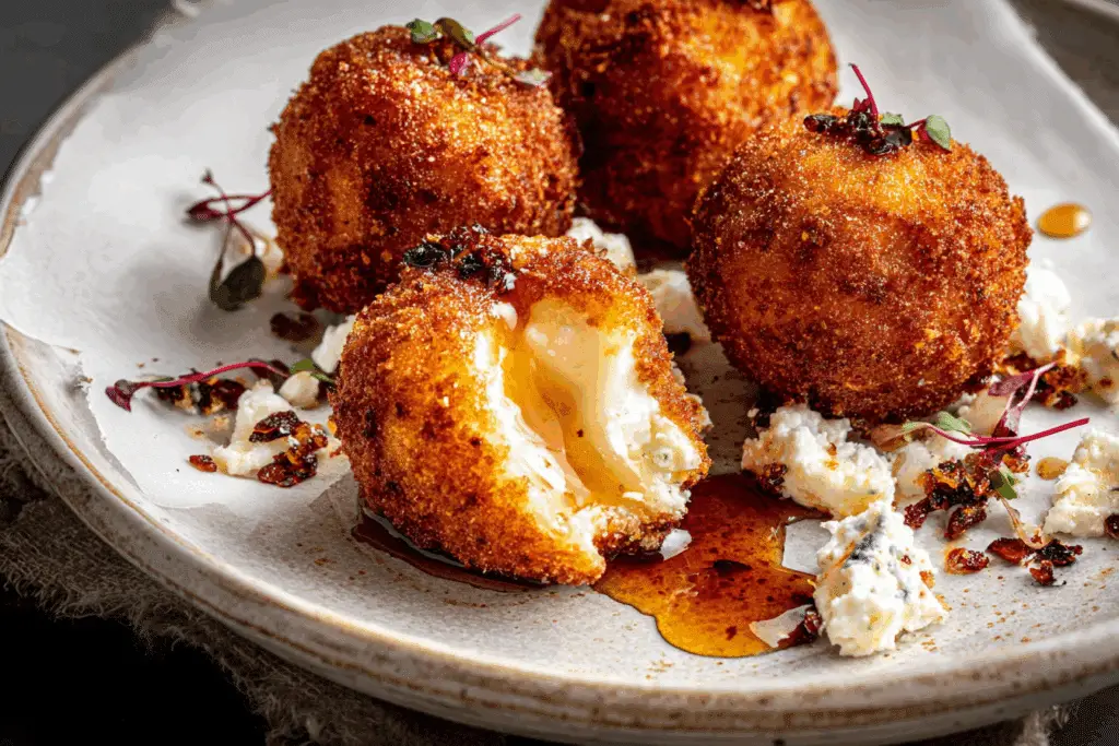 Fried Goat Cheese Balls with Spicy Honey (Gluten-Free)