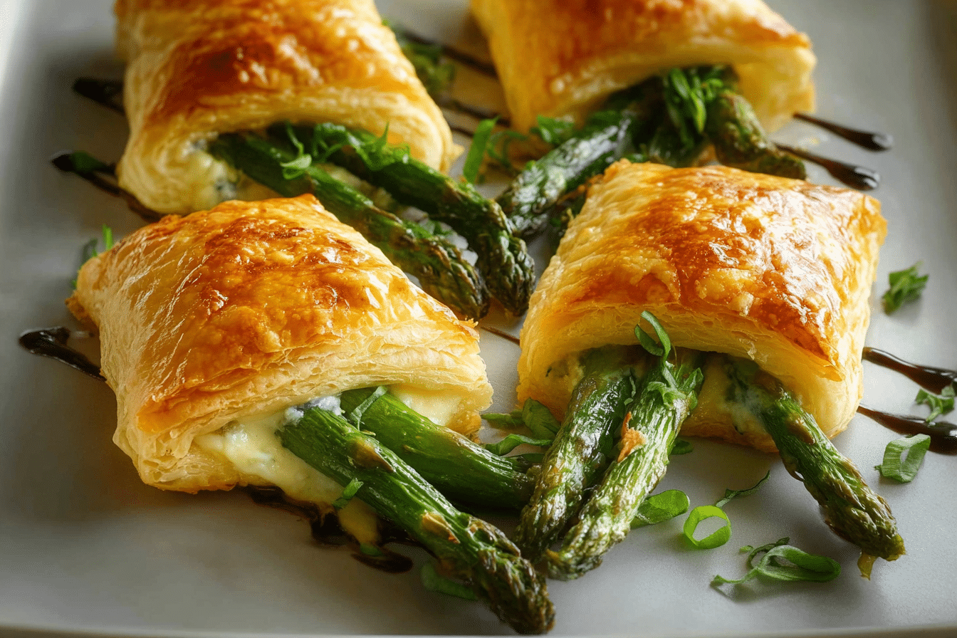 Cheese & Asparagus Puff Pastry Parcels