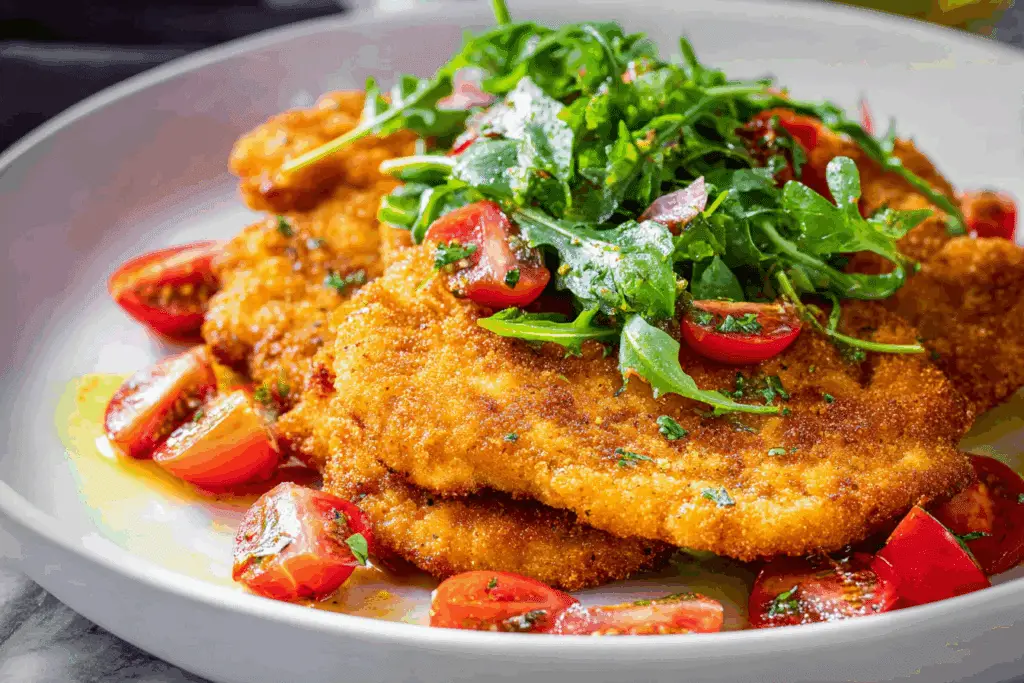 Chicken Milanese with Fresh Arugula Salad