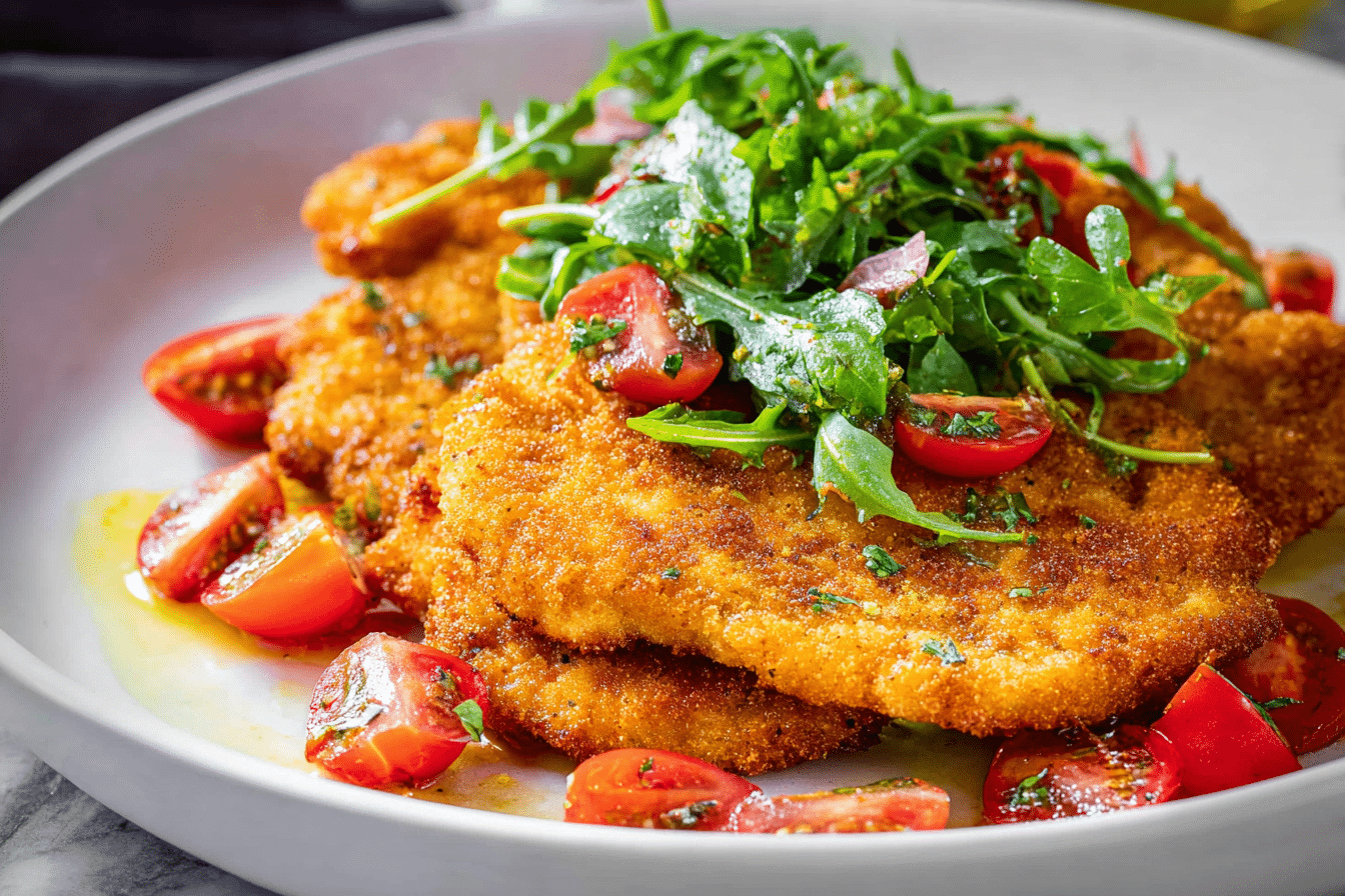 Chicken Milanese with Fresh Arugula Salad