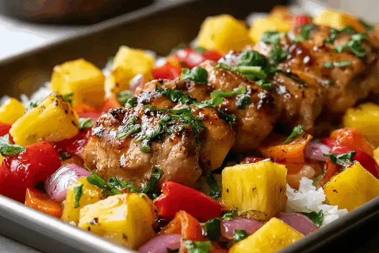 Hawaiian Chicken Sheet Pan Dinner