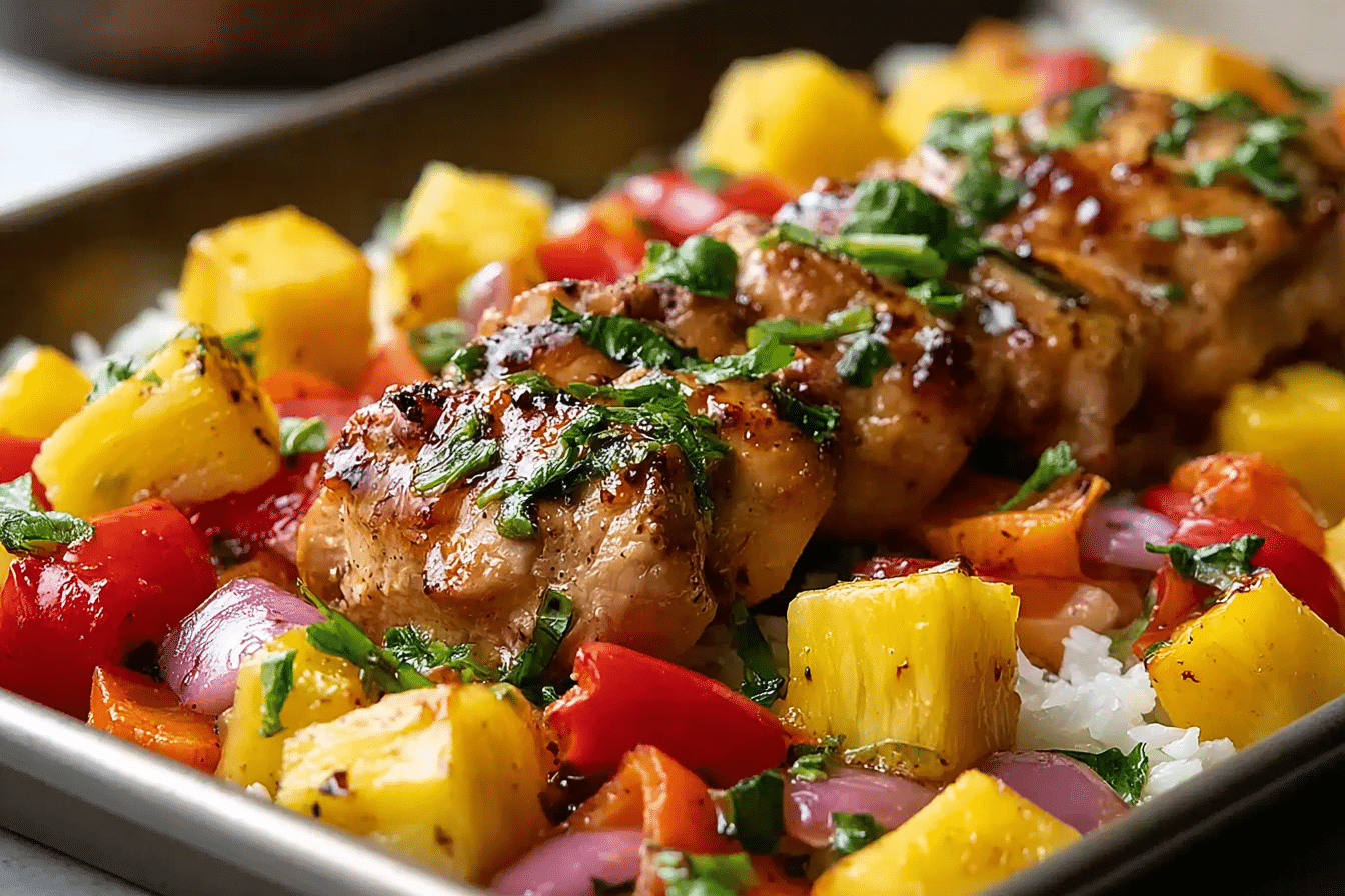 Hawaiian Chicken Sheet Pan Dinner